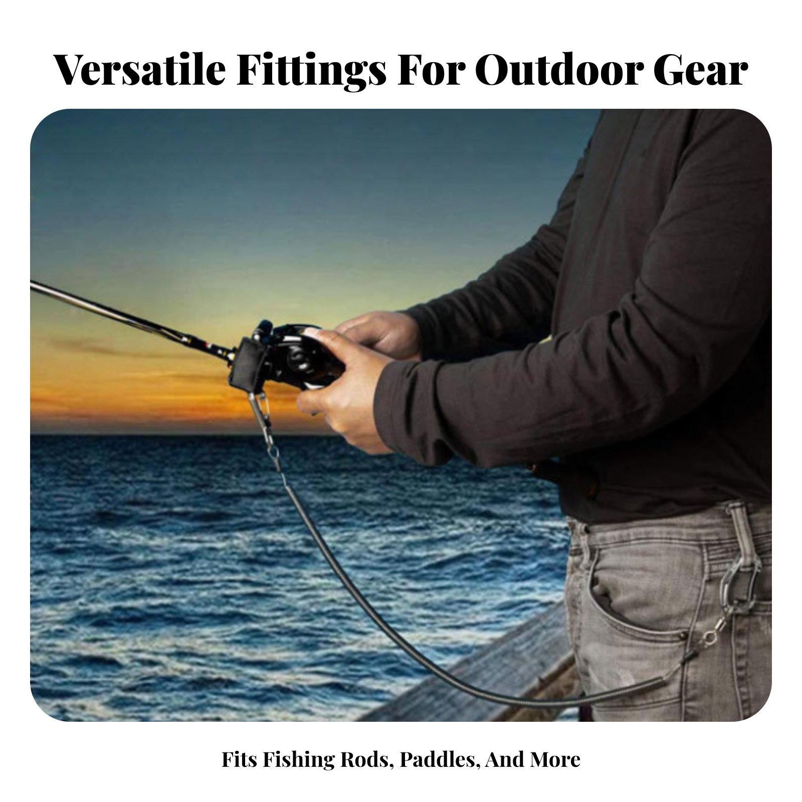 Fishing Kayak Paddle Leash - Laisse de pêche rétractable et réglable